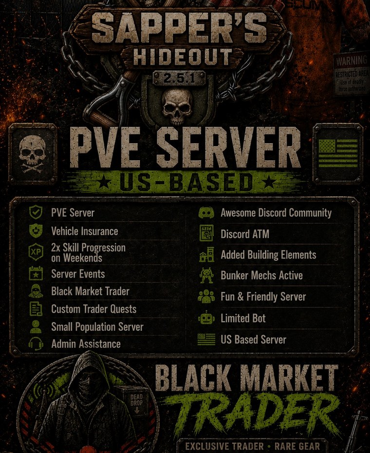 Sapper's Hideout SCUM server advertisement