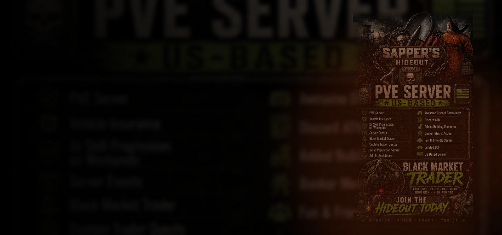 Sapper's Hideout SCUM survival server artwork